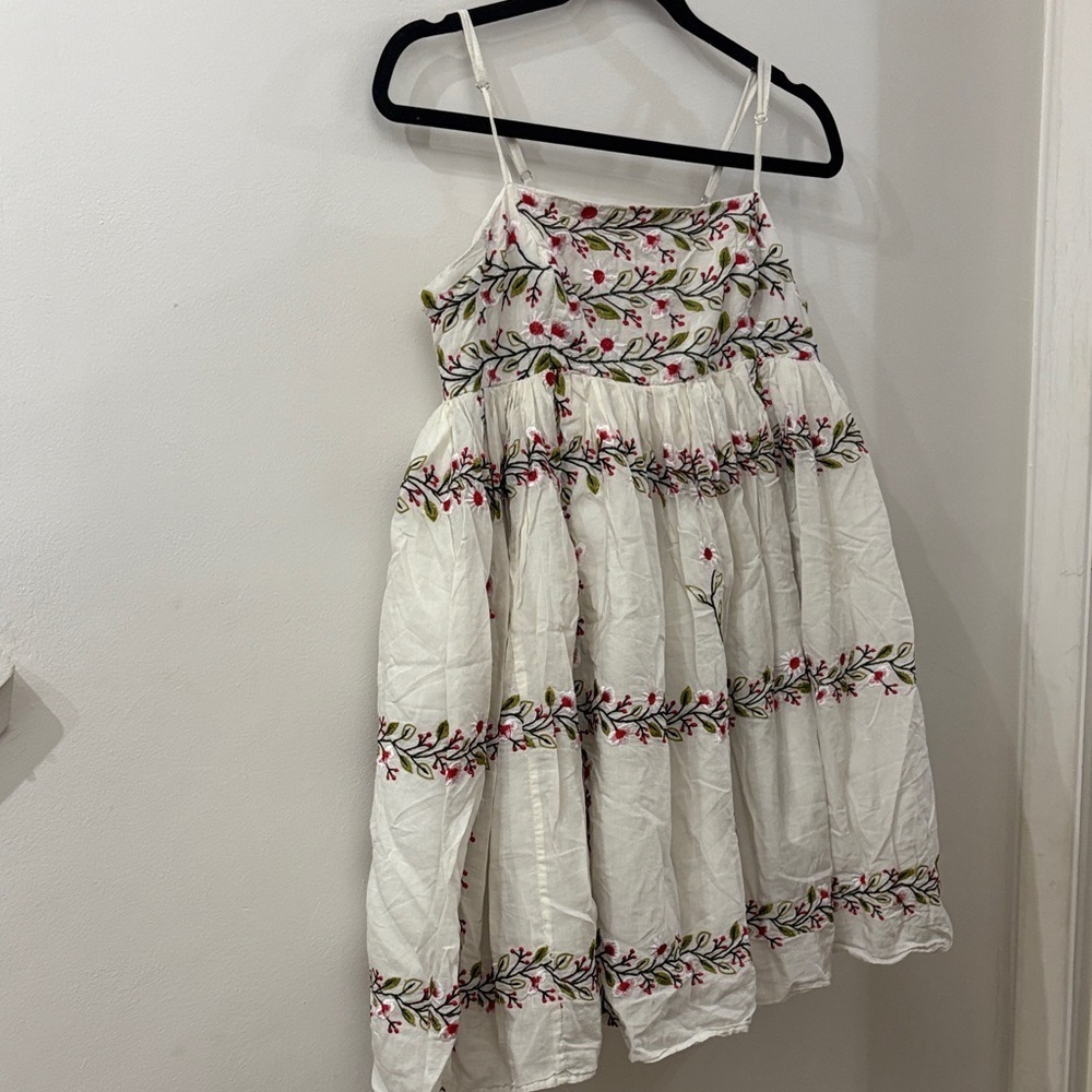 Samant Chauhan - Anthropologie - Floral Embroidered mini Dress - White- large